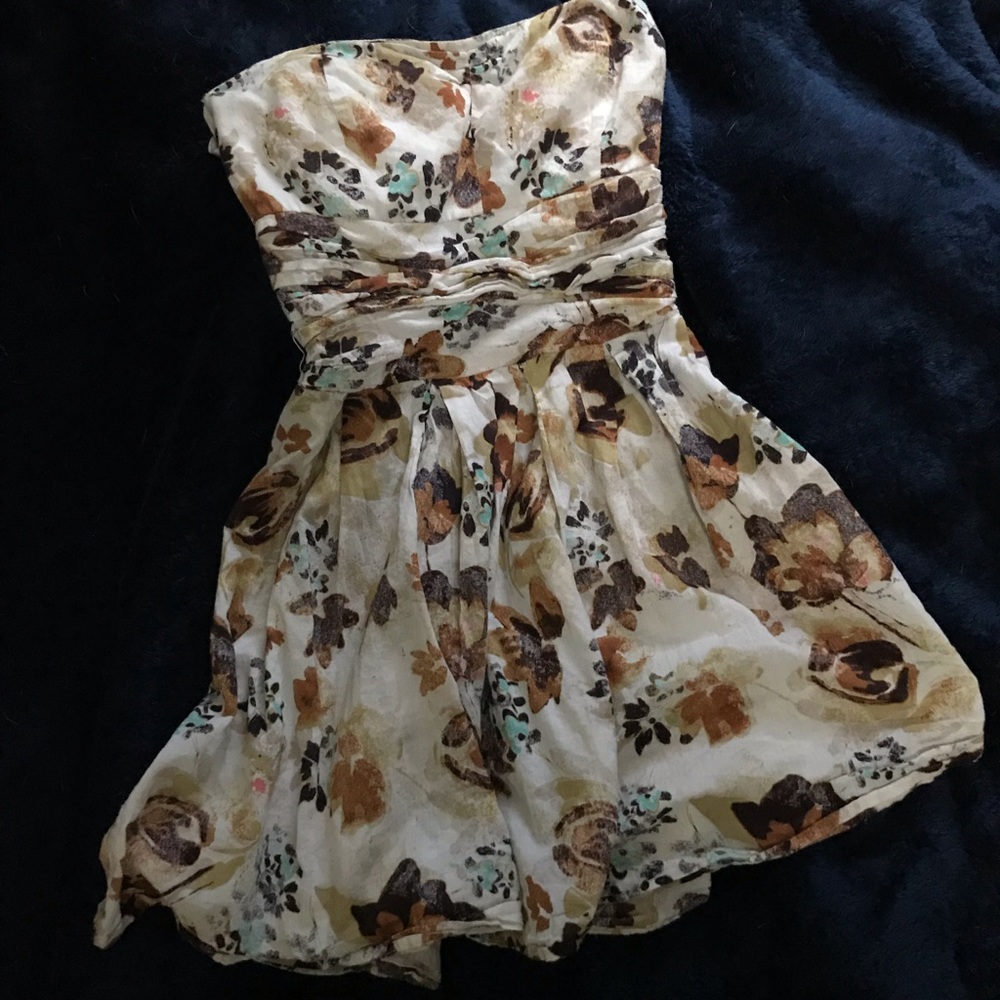 American Rag Cream and Brown Floral Minidress